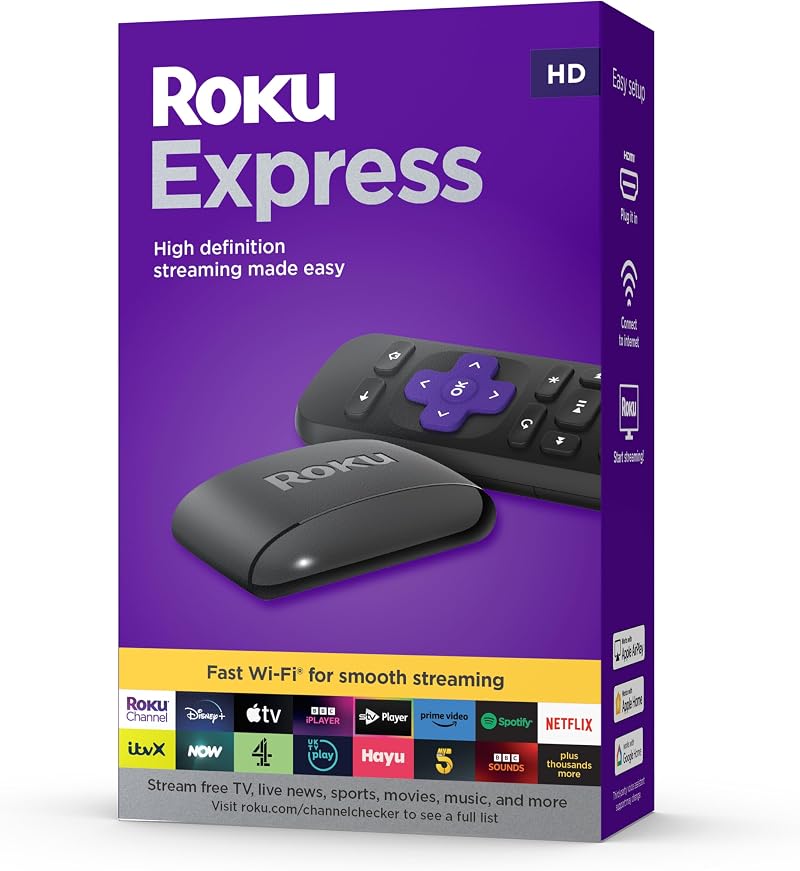 Roku Express 2023 HD Streaming Device HDMI Cable Fast Wi-Fi New
