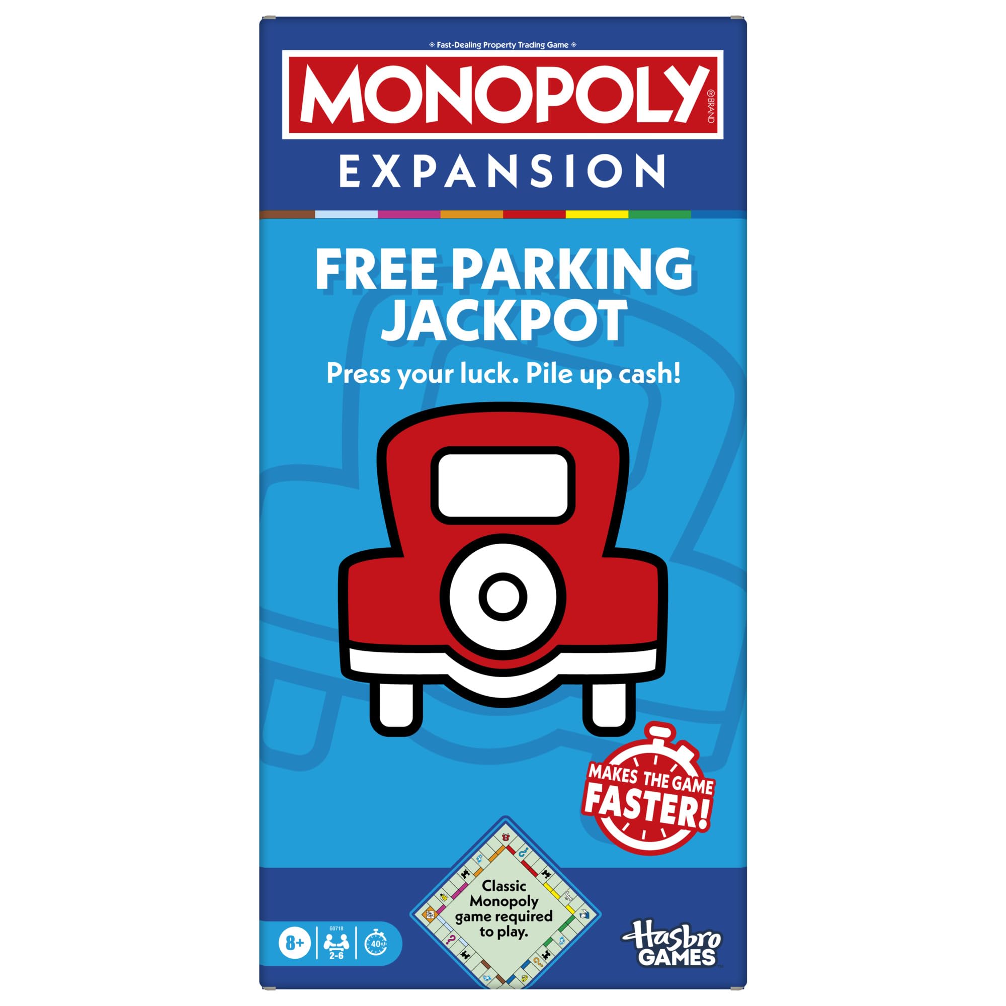 Monopoly Free Parking Jackpot Expansion | Add More Fun to Classic Monopoly Game and Play Faster | Ages 8+ | 2-6 Players | 40 Mins. | Family Board Games