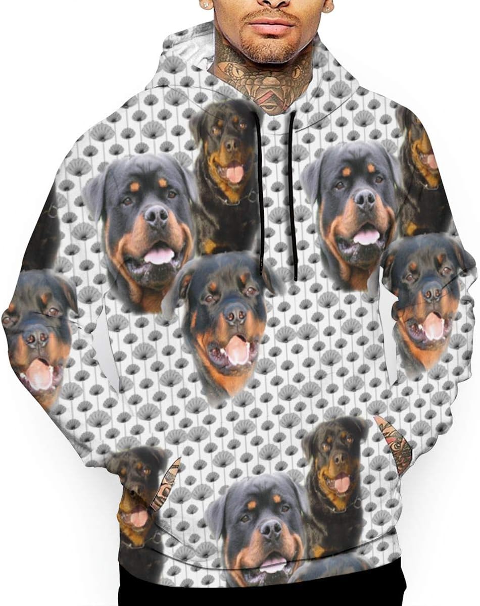 xulih Men Hoodies Rottweilers and Thistles Unisex 3D
