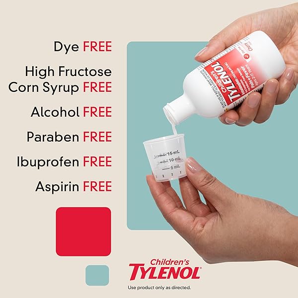 CHILDREN’S TYLENOL LIQUID PAIN RELIEF & FEVER MEDICINE, ORAL SUSPENSION, DYE-FREE, ACETAMINOPHEN, NO ASPIRIN, NO IBUPROFEN, NO HIGH FRUCTOSE CORN SYRUP; CHERRY FLAVOR, 8 FL. OZ.; PACK OF 1