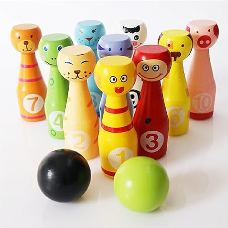 Amazon Co Jp ボウリングセット ボーリング スポーツトイ 木のおもちゃ キッズ 知育 おもちゃ A Type おもちゃ