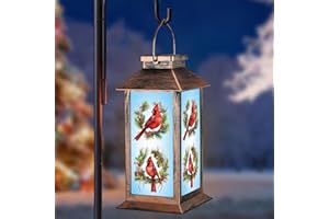 PAWATEE Solar Lanterns with Cardinal Theme Outdoor Waterproof Decorative Lights for Garden Birthday Gifts for Women, Mom, and Grandma Solar LED Hanging Lights for Yard, Patio, Lawn, and Porch(Floral Hoop)