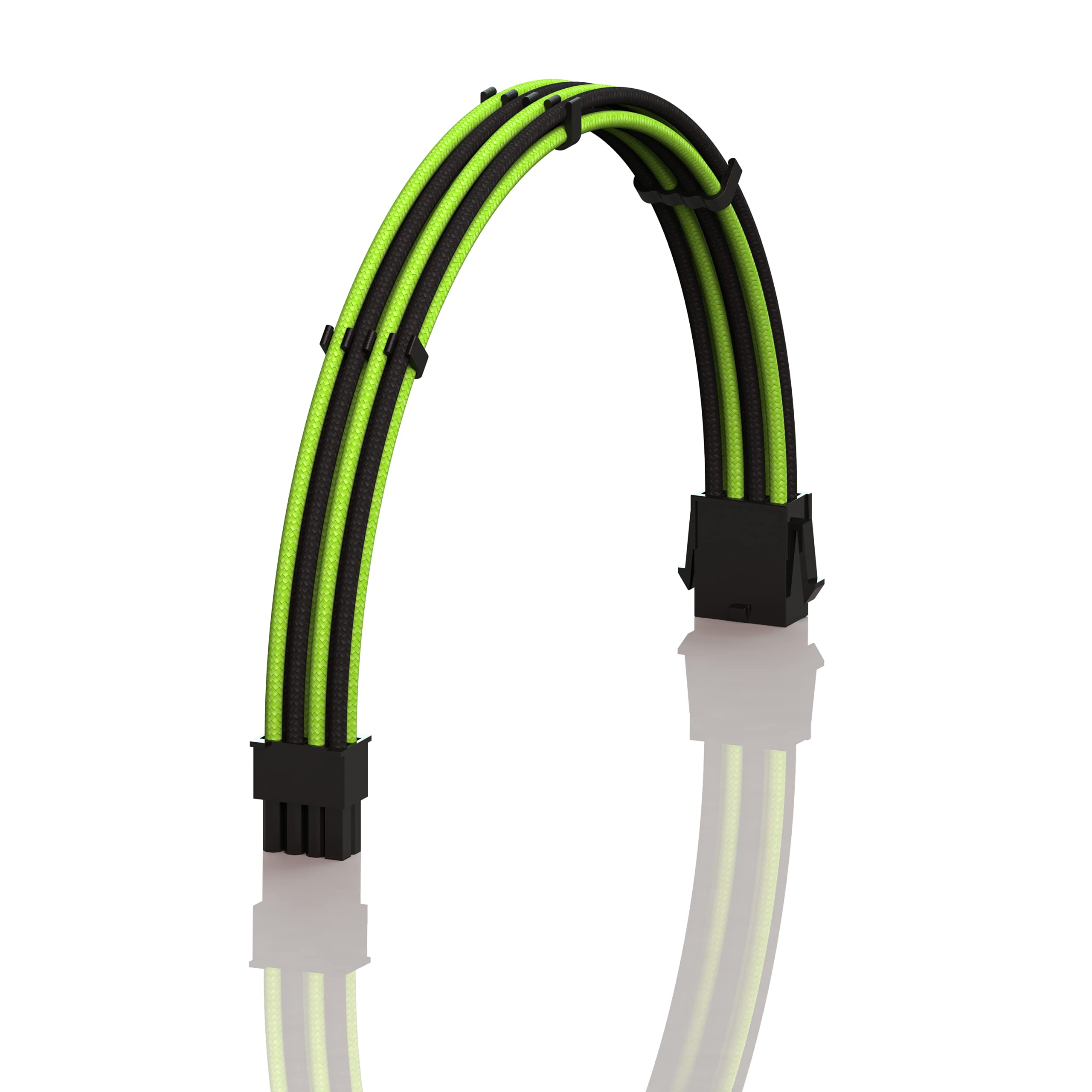 LINKUP - AVA 50cm EPS 8 Pin (4+4) CPU ATX Motherboard PSU Power Supply Braided Sleeved Custom Mod PC Extension Cable w/Combs | Strong & Stiff Design | Single Pack | 500mm - GreenBlack