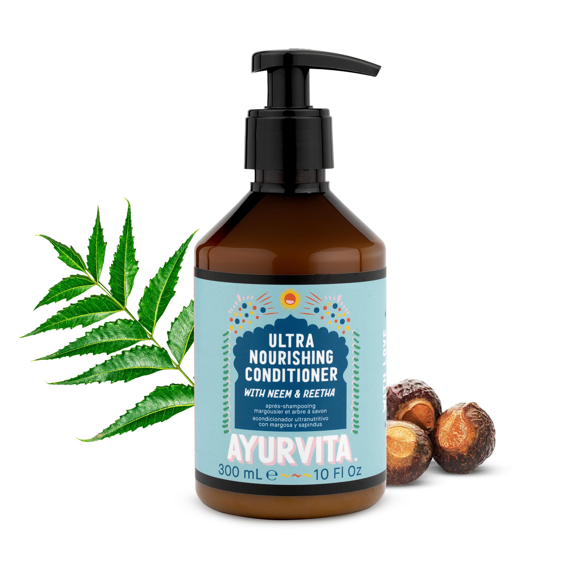 Ayurvita Conditioner – Natural Nourishing Dandruff Conditioner – Hair Care with Neem & Reetha – Ayurvedic Daily Hydrating Conditioner - Moisturizing Cleansing Conditioner –For Women & Men - 10 fl oz