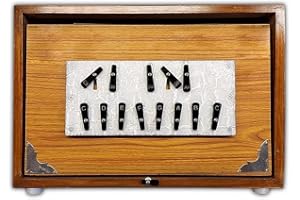 Shruti Box,Large and small Pure Teak wood Sur Peti With form Bag,Natural Color,Musical Instrument Tuned 440Hz,Brown,16x12x3 i