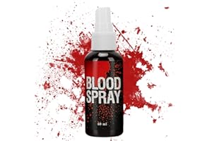 FIVEFULU Fake Blood Splatter Spray Makeup, Halloween Vampire Drip Effect Blood Washable for Face, Body & Clothes Vampire Clown Monster Zombie Costume Cosplay SFX Makeup (2.03 OZ * 1PC)
