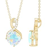 Rosec Jewels Certified 1.8 Carat Ethiopian Opal Diamond Infinity Necklace With Silver Chain, Aaa Quality - Gift For Special Occasions