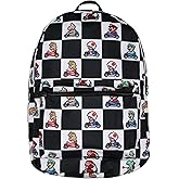 Bioworld Super Nintendo Mario Kart 8-Bit Character Checkered Travel Laptop Backpack