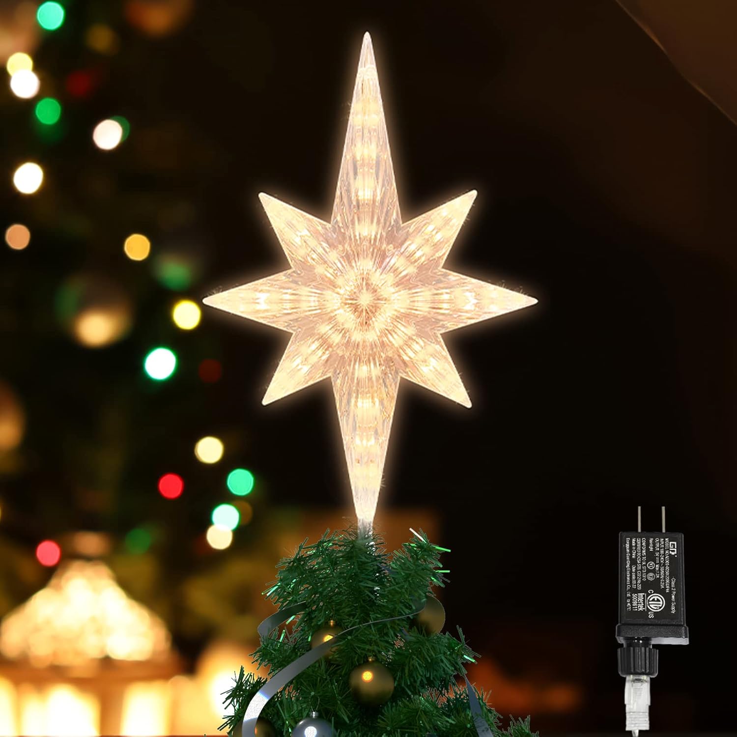 Tree Toppers - LAMPHOME Christmas Tree Topper (11 Inch 41 LED Twinkling Warm White)
