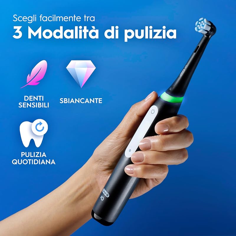iO 3, 2 Spazzolini Elettrici, 2 Testina di Ricambio, Nero e Rosa