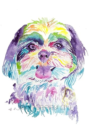 shih tzu watercolor