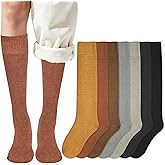 Gvhntk 7Pcs Thigh Knee High Thermal Socks for Women Warm Long Winter Boot Sock Thick Stocking for Cold Weather Hiking Skiing