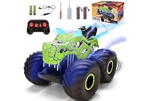 Onadrive Remote Control Monster Truck - 2.4GHz Dinosaur RC Car Toys for 3-8 Years Old Boys Kids, All Terrain Truck Off Road with Spray Water, Light, Rechargeable Battery, Christmas Birthday Gifts