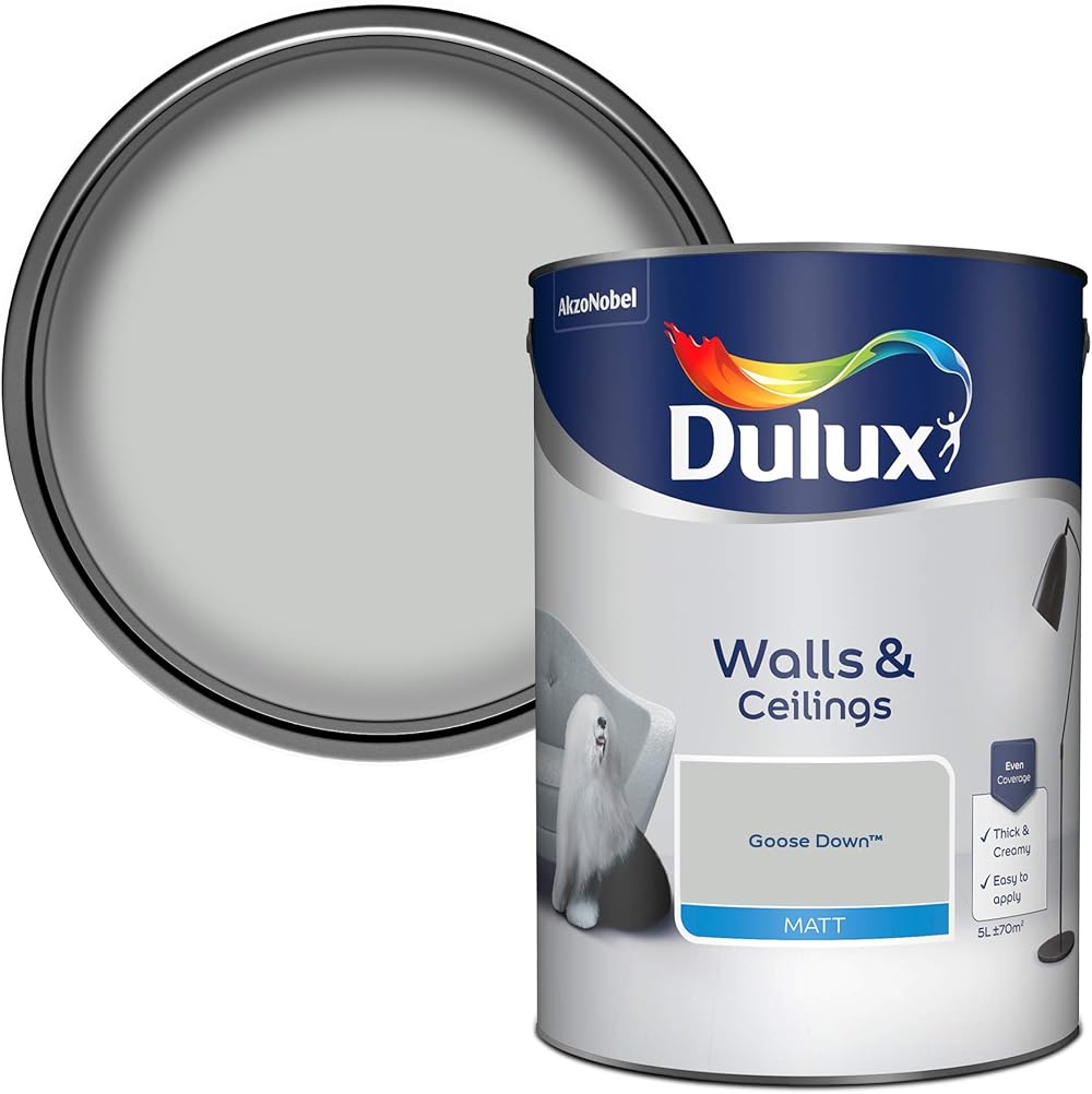 Dulux Walls and Ceilings Matt Emulsion Paint Goose Down 5 Litre