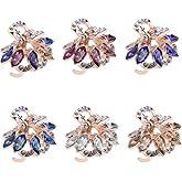 SING F LTD 6pcs Vintage Metal Rhinestone Hair Claws - Small, Colorful, Non-slip Jaw Clips for Women & Girls