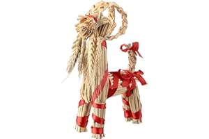 Gerrii Christmas Straw Goat Scandinavian Christmas Straw Ornaments Yule Goat Swedish Tradition Gift for Xmas Home Birthday Party Outdoor Interior Decoration Holiday(7.8 Inch)