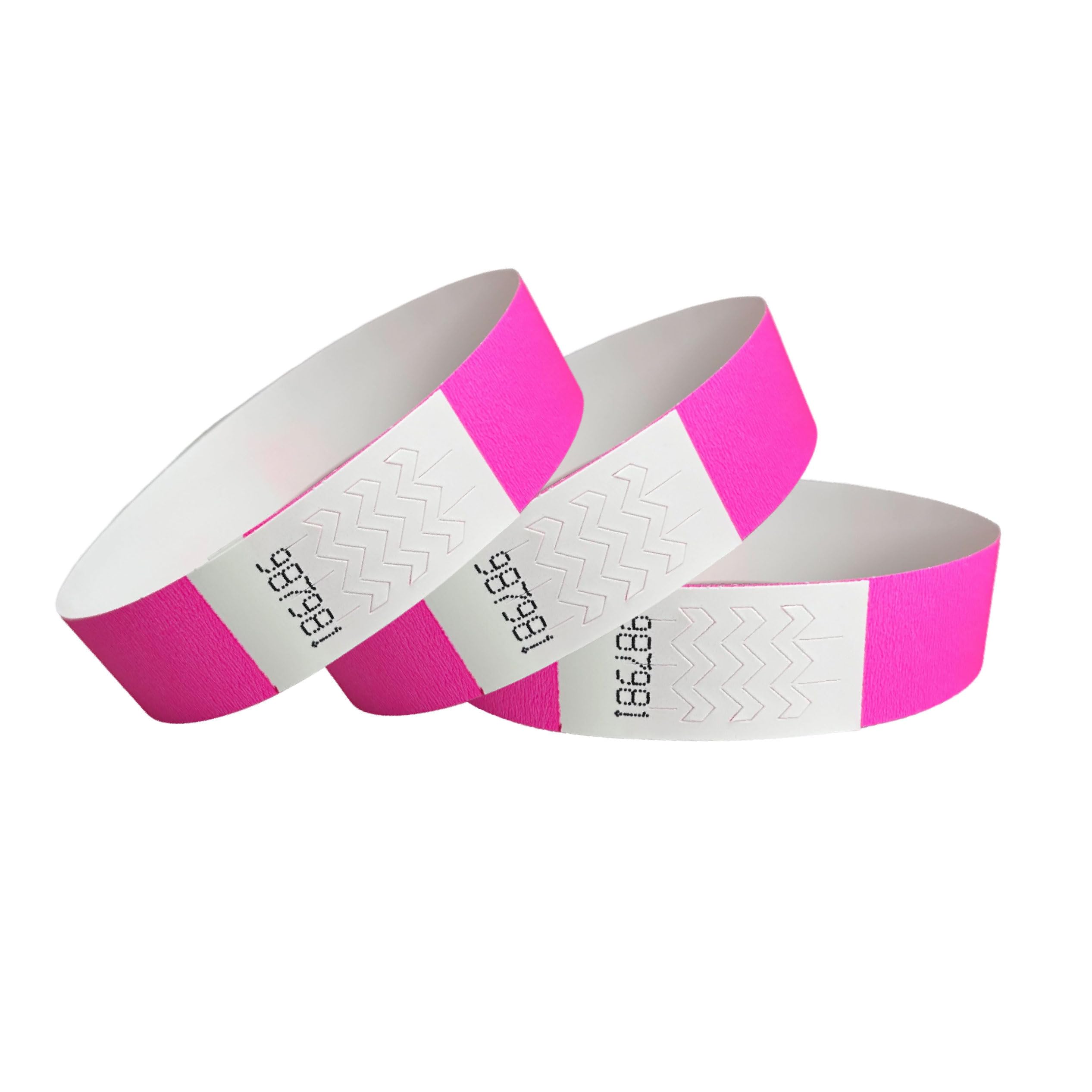 CINTAPUNTO® Pack of 200 Neon Pink Wristbands 3/4 inch (19x250mm), Cinta® Premium Neon Wristband, Entry Bands for Events Arm Bands Party Secure Wristbands for Clubs, Concert