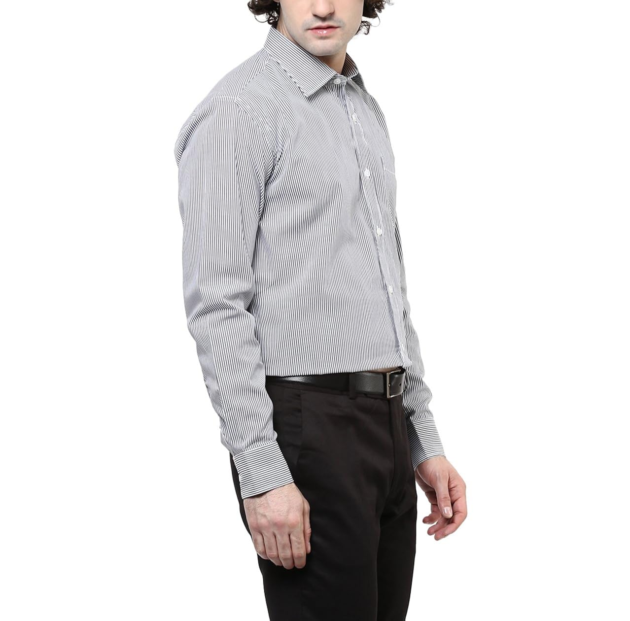 american crew men's cotton stripes shirt with pocket (white & black)