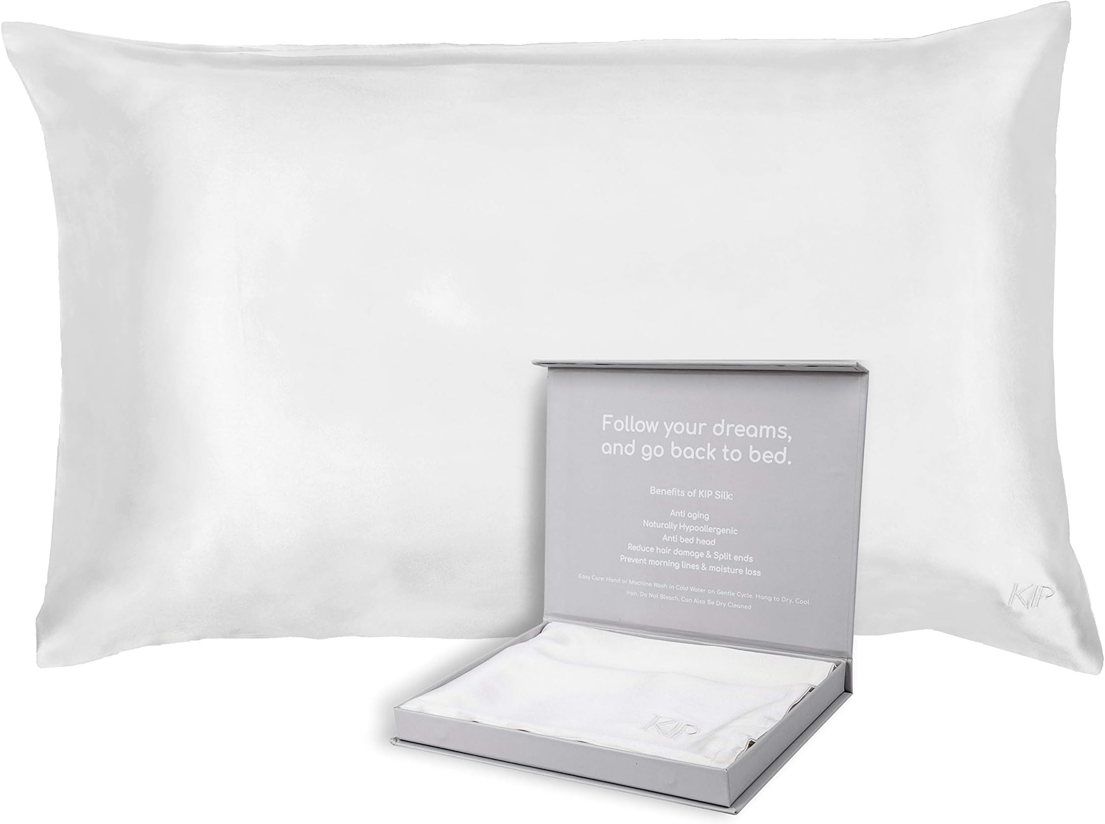 KIP- 30 Momme, 100% Natural Luxury Charmeuse Mulberry Silk Pillowcase, 6A Grade, Hypoallergenic, Envelope Closure, Natural Undyed Color. Oeko-TEX Certified. (Queen Size (20"x30"))