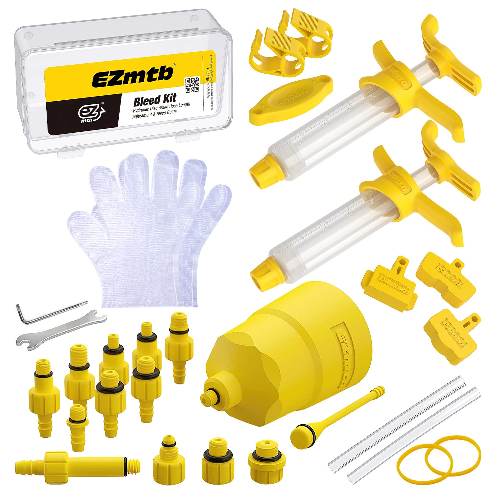 Yiezio Bicycle Hydraulic Disc Brake Bleed Kit for Shimano & TEKTRO & MAGURA & SRAM Series, Brake Fluid Change Hydraulic Kits, Bicycle Repair Tool, Plastic Connector
