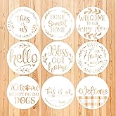 Welcome Stencils for Painting on Wood, 12” Round Stencils for Painting, Stencil for Crafts Reusable Drawing Templates for Doo
