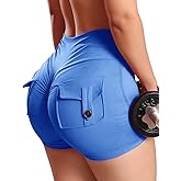 SEASUM Women Pocket Shorts 3"/4.5" Scrunch Butt Workout Cargo Shorts V Waist Yoga Booty Lifting Gym Bottom
