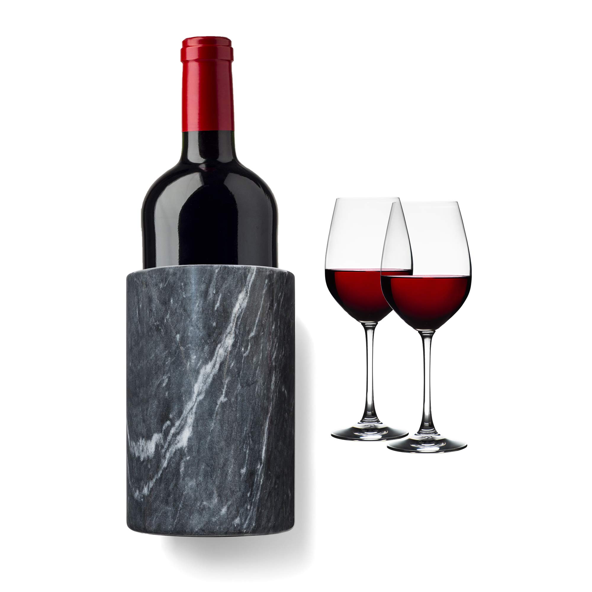 Fox Run 8649 Marmor Utensil and Wine Bottle Holder, Flower vase, Marble, Black