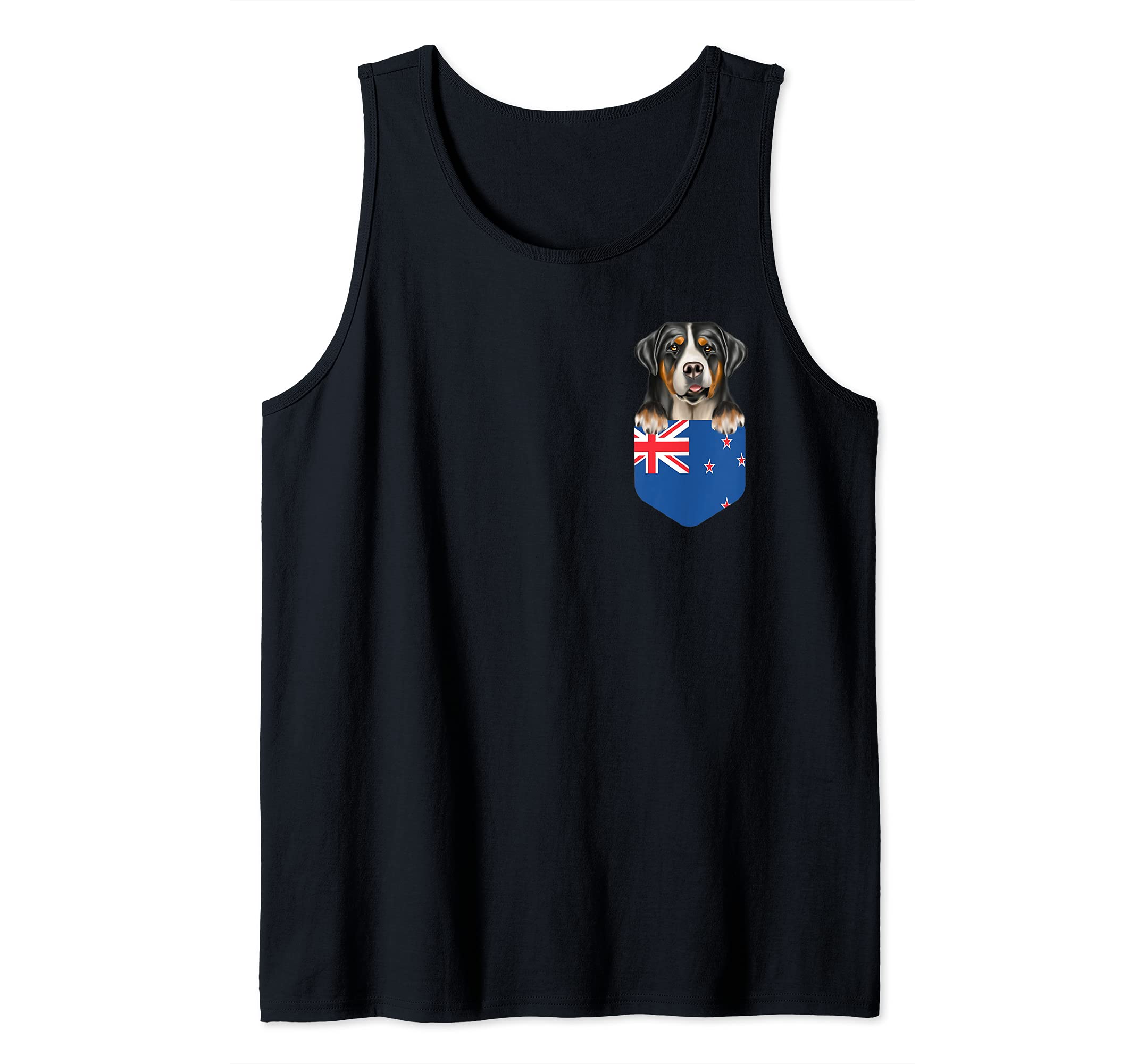 New Zealand Flag Greater Swiss Mountain Dog Dog In Pocket Tank Top