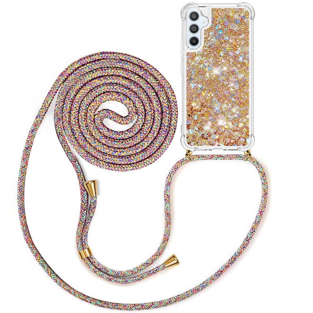 MXKOCO Mobile Phone Chain Compatible with Google Pixel 8 Pro, Glitter Liquid Moving Quicksand Case with Strap, Shoulder Bags + Cases with Neck Strap, Mobile Phone Cord with Protective Case, Stylish