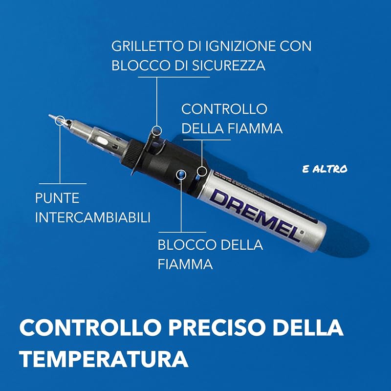 Saldatore senza fili Dremel Versatip 2000 - Kit di saldatura a gas butano con 7 punte intercambiabili per saldatura, bruciatura del legno, pirografia, creazione di gioielli, arte e artigianato