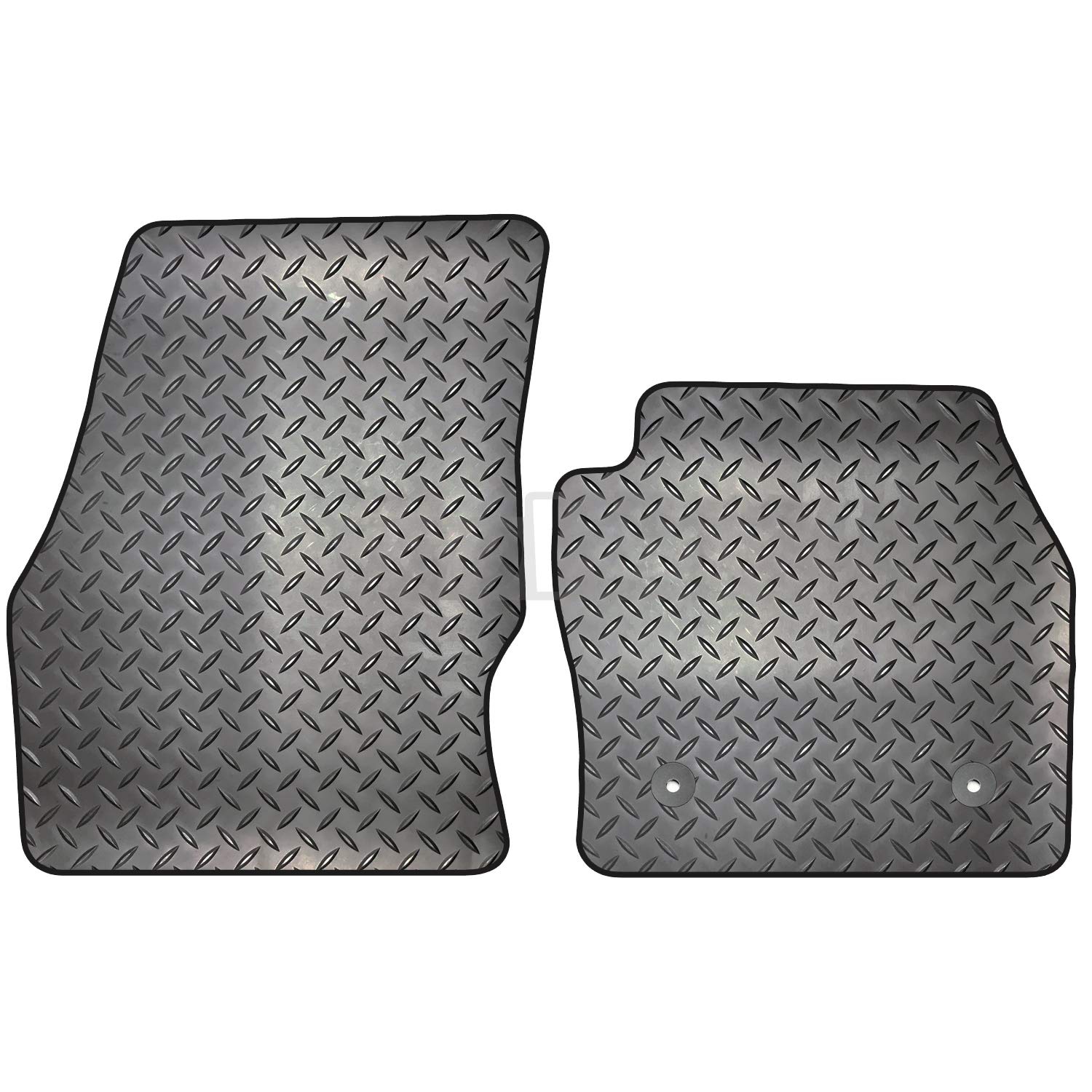 Carsio Rubber 2 Piece Car Mat Set For Ford Transit Connect 2014-16 with [2 Round Clips] Tailored Fit Floor Mat Complete Accessory Black Custom Fitted - All Weather & Heavy Duty, Anti-Slip Backing