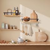AGM Floating Shelves Wall Mounted Set of 2 with Towel Bar and Hooks view 6