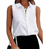 Mawor Womens Silk Satin Sleeveless Button Down Shirts Blouses Solid Casual Loose V Neck Classic Tank Tops for Work Office