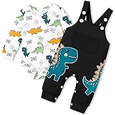 BAVADER Baby Boy Clothes Dinosaur Romper Adjustable Overalls Baby Boy's Clothing Infant Boy Clothes 2PCS Outfits Fall Winter