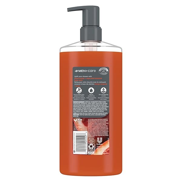 DOVE MEN + CARE BODY WASH BLOOD ORANGE TO REBUILD SKIN IN THE SHOWER WITH PLANT-BASED CLEANSERS AND MOISTURIZERS 26 FL OZ