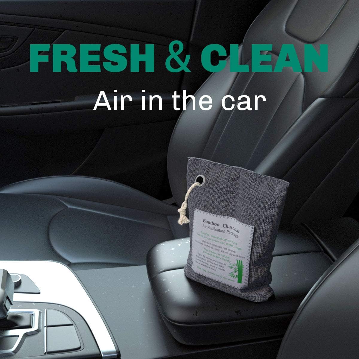 Bamboo Charcoal Air Purification Bags (4 Pack - 4×200g), Safe and Non-Toxic Air Freshener, Activated Charcoal Odor Absorber in Closet, Odor Absorber For Home, Basement, Garage, Car Truck, Office: Kitchen & Dining