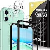 HATOSHI 2 Pack Screen Protector + 2 Pack Camera Lens Protector Compatible with iPhone 11 HD Tempered Glass, Easy Installation