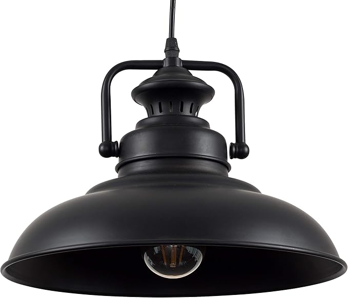 Industrial Style Matt Black Metal Ceiling Pendant Light Fitting Amazon