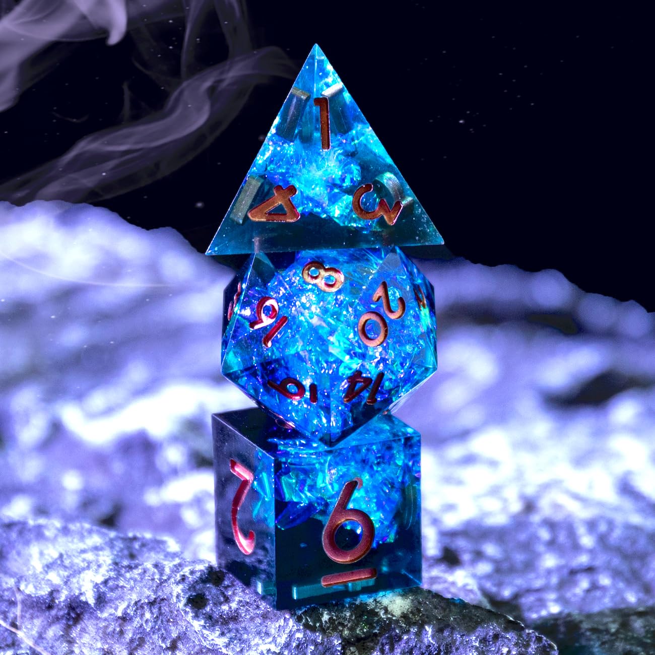 Sharp Edge DND Dice Set Handmade 7 Accessories Dice for Dungeons and Dragons TTRPG Games, Multi-Sided RPG Polyhedral Resin Sharp Edge Dice Roleplaying Games