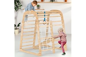 ZUPEMO Indoor Jungle Gym for Toddlers, Montessori Indoor Playground for Kids, Indoor Playground Jungle Climbing Gym Playset with Slide Swing Climbing Net, Indoor Playground Climbing Toys for Toddlers