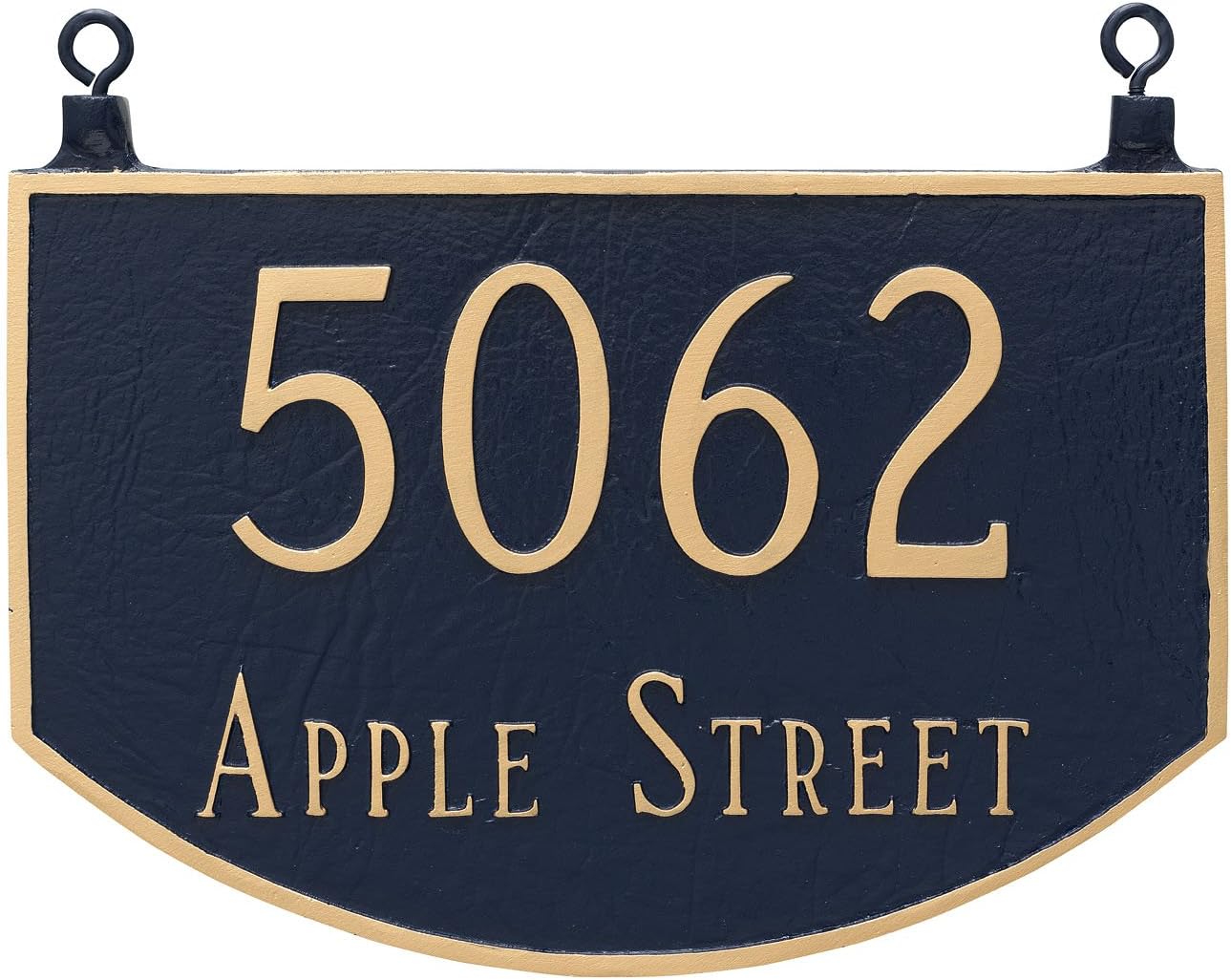 Address Signs - 40 Color Options, Double Sided Hanging Prestige Arch Two Line Address Sign Plaque, Powder Coated Aluminum (Holds up to 5 Address Digits on Line 1) Made by Address Number Store