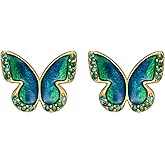 Solid 14K Gold Butterfly/Hummingbird Stud Earrings for Women,14kt Real Gold Butterfly/Hummingbird Stud Earrings Cute Animal Jewelry Gifts for Her Wife Mom Christmas Birthday Mother's Day