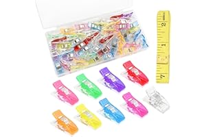 BGJRBY 45 Pack Multipurpose Sewing Clips for Quilting and Crafts, Sewing Supplies for Binding. Assorted Colors and 1 Tape Measure