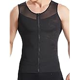 HANERDUN Mens Slimming Shirt Body Shaper Vest Compression Shirt Tummy Control Shapewear Abdomen with Zipper