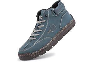 MCEMACHI Men's Handmade Suede High Boots Shoes for Waterproof Hiking Camping Slip-On Driving Walking Deck Loafers High Top Chukka Boots Mens