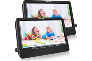 WONNIE 10.5 Portable Dual DVD Players with Two Mounting Brackets, 1024x800 HD LCD TFT, USB/SD/MMC Card Readers, Built-in 5 Ho