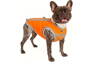 PJT Reflective Dog Warm Coat for Cold Weather with Fleece Lining and D-Ring,Waterproof, Windproof, High Visibility Blaze Orange Hunting Vest – Protects Dogs from Daily Motorists and Hunting Accident, L