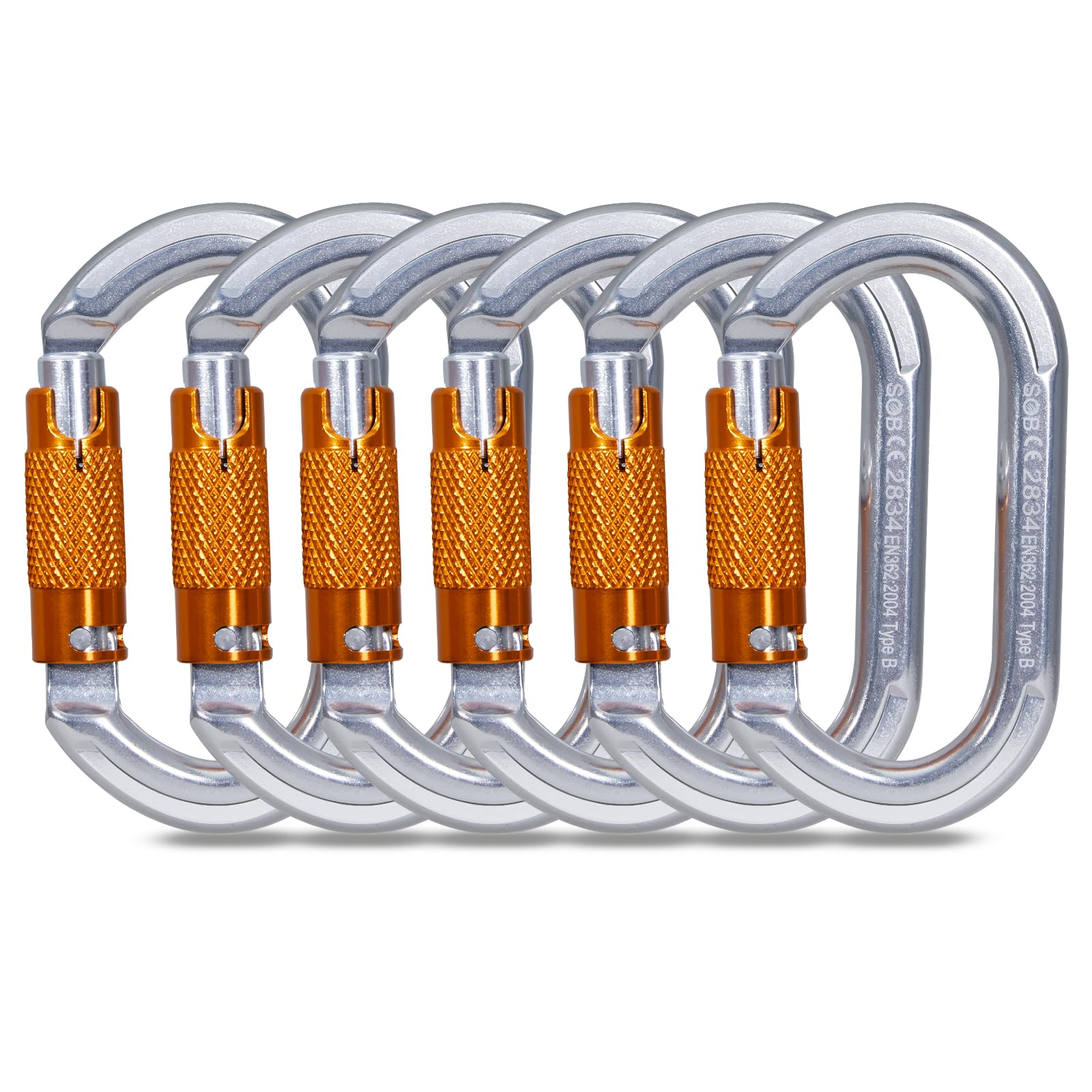 Climbing Carabiners, Auto Locking Carabiner Clips Heavy Duty for Rock Climbing, Camping, Dog Leash, Hammock, Swing, Water Bottle (22KN-6Pack)