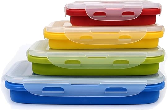 Silikon Faltbare Frischhaltedosen, Bento Lunch Box, faltbare Obst