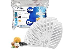 ORSDA Cat Water Fountain Filters, Replacement Carbon, Resin Filters ONLY for D30 67oz/2L Automatic Pet Fountain Cat Water Fountain Dog Water Dispenser, 4 Filtration System (12PCS Filters)…